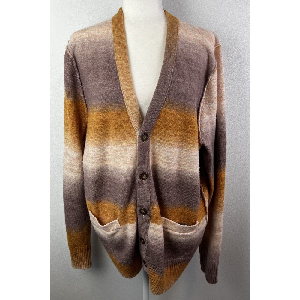 Open Edit Womens Sweatshirt Cardigan in Orange L/S Button‎ Front Size Large
